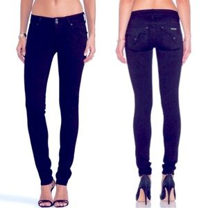 HUDSON COLLIN FLAP Skinny Jean Mid Rise Med/Dark Wash Pointed Flap Pocket Sz 27